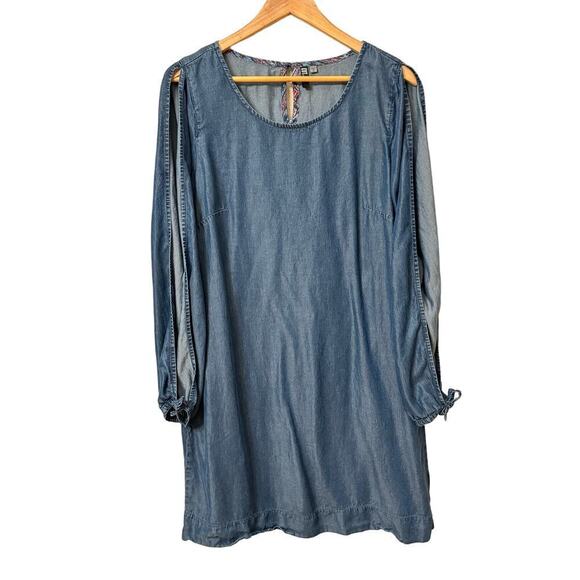 Kut from the Cloth Chambray Denim Open Sleeve Short Dress Women's sz 10 Boho - Picture 1 of 13